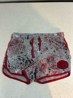 Nebraska Huskers Gray Splatter Athletic Shorts with Red Trim